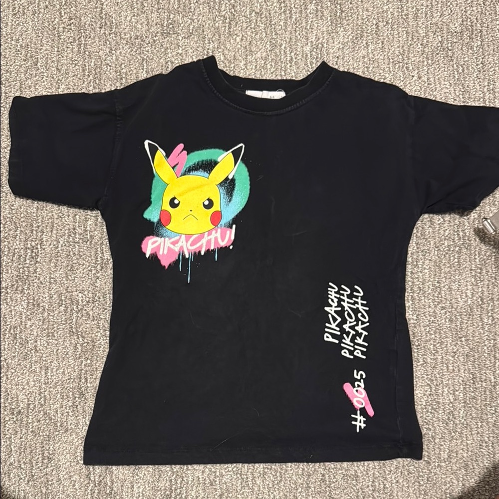 Zara Black and Yellow Graphic Short Sleeve Tee